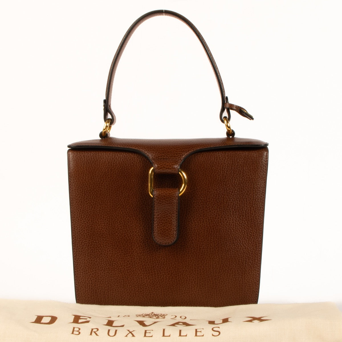 Shop 100% authentic second-hand Delvaux Brown Leather Vintage Top Handle Bag on Labellov.com