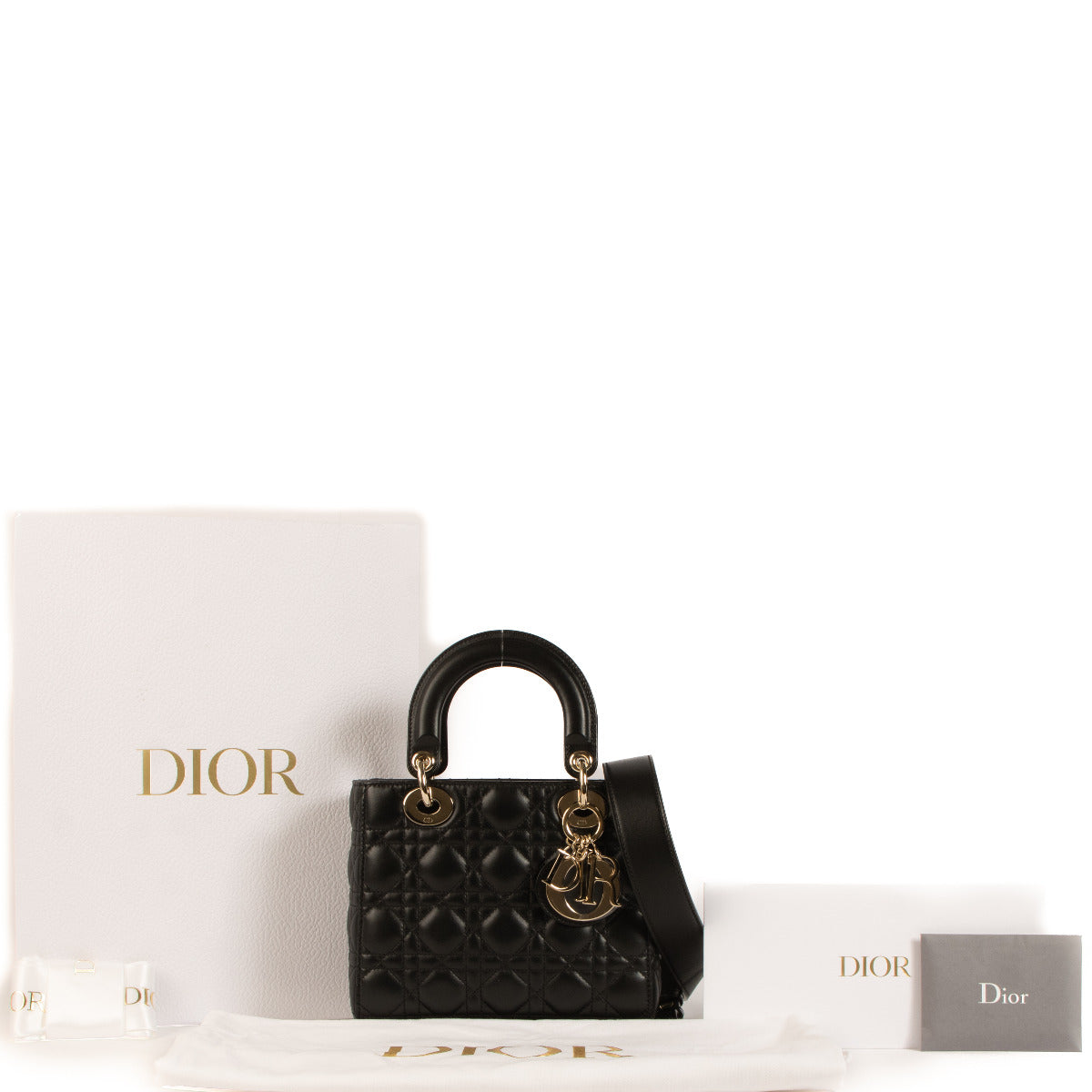 Second hand brand new Dior Black Cannage Small Lady Dior MyabCDior Bag