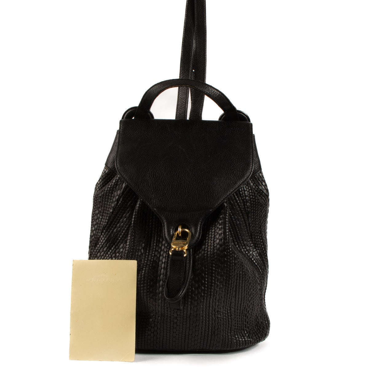 Shop safe online at Labellov in Antwerp, Brussels and Knokke this 100% authentic second hand Delvaux Black Toile de Cuir Rosé Backpack