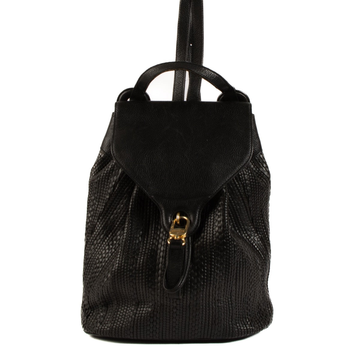 Shop safe online at Labellov in Antwerp, Brussels and Knokke this 100% authentic second hand Delvaux Black Toile de Cuir Rosé Backpack