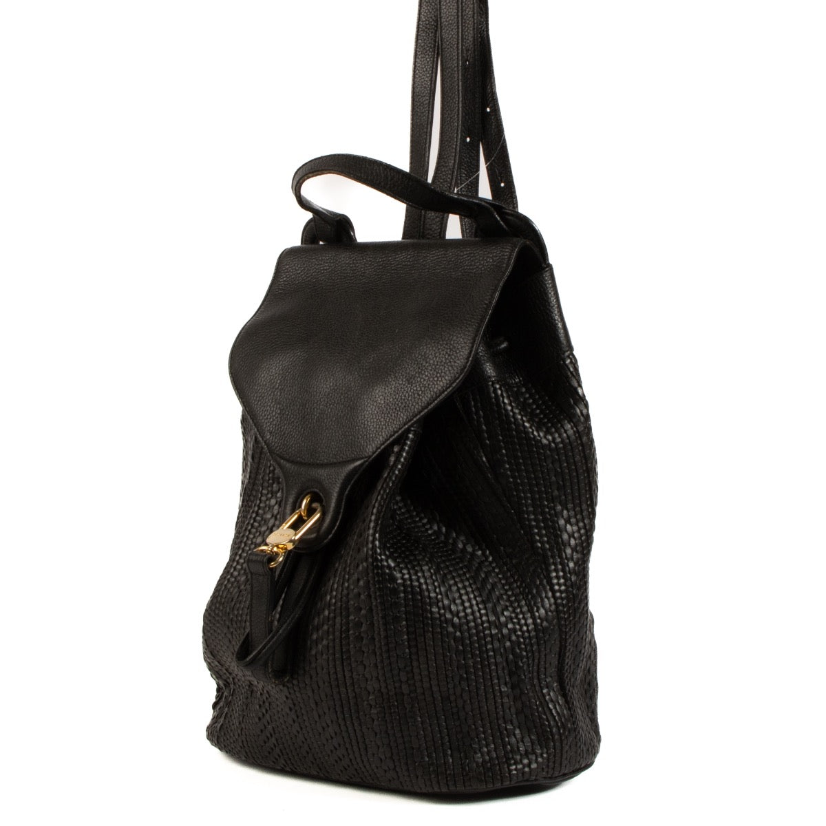 Shop safe online at Labellov in Antwerp, Brussels and Knokke this 100% authentic second hand Delvaux Black Toile de Cuir Rosé Backpack