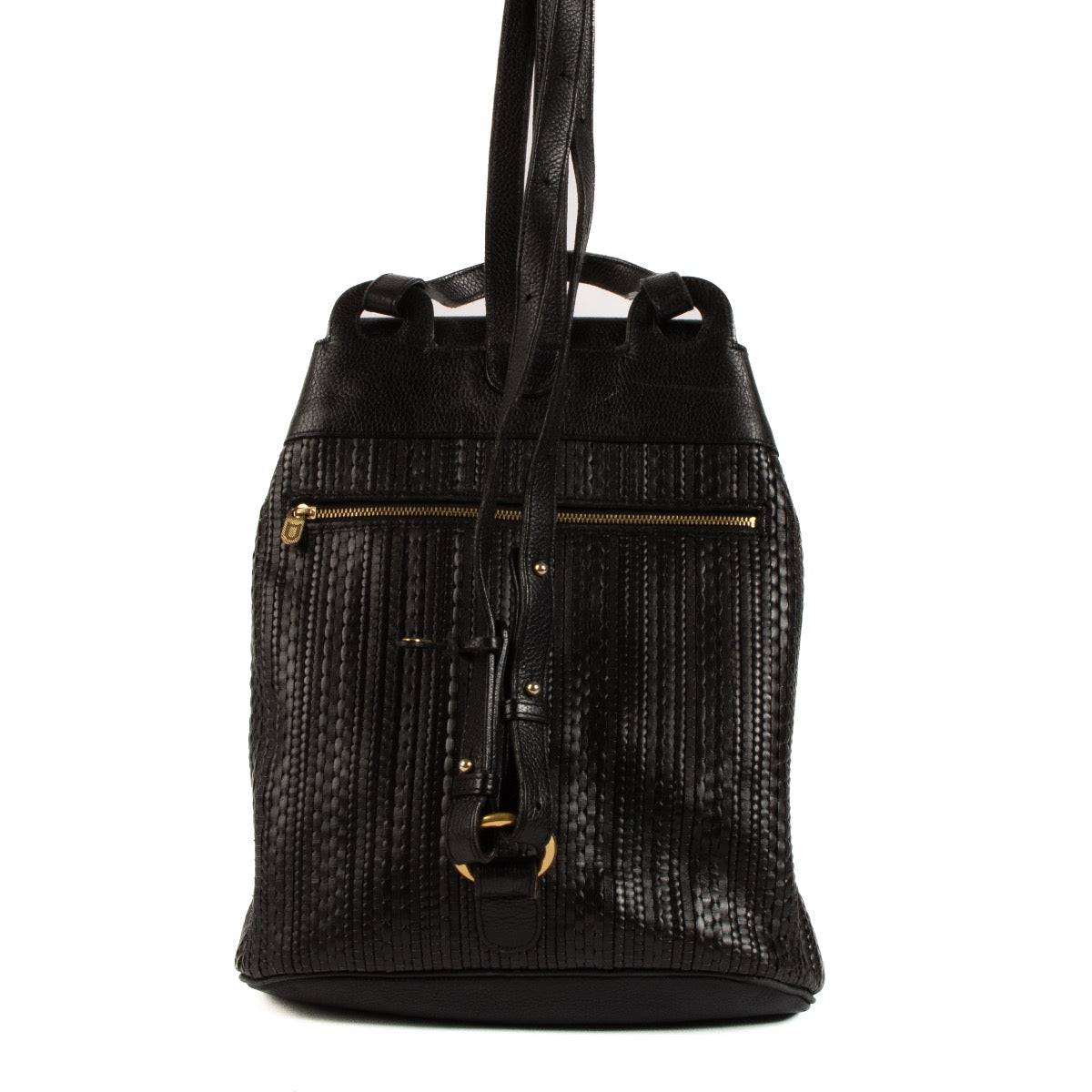 Shop safe online at Labellov in Antwerp, Brussels and Knokke this 100% authentic second hand Delvaux Black Toile de Cuir Rosé Backpack