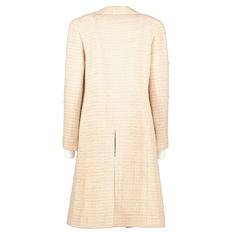 authentic second hand Chanel Cream Long Tweed Coat on Labellov.com