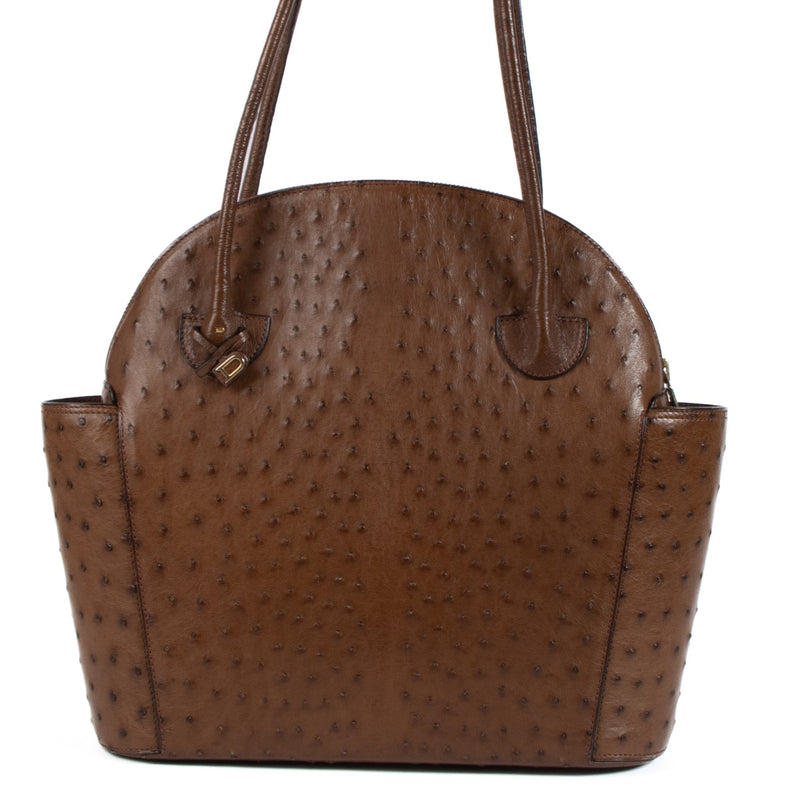 shop 100% authentic second hand Delvaux Brown Ostrich Shoulder Bag on Labellov.com