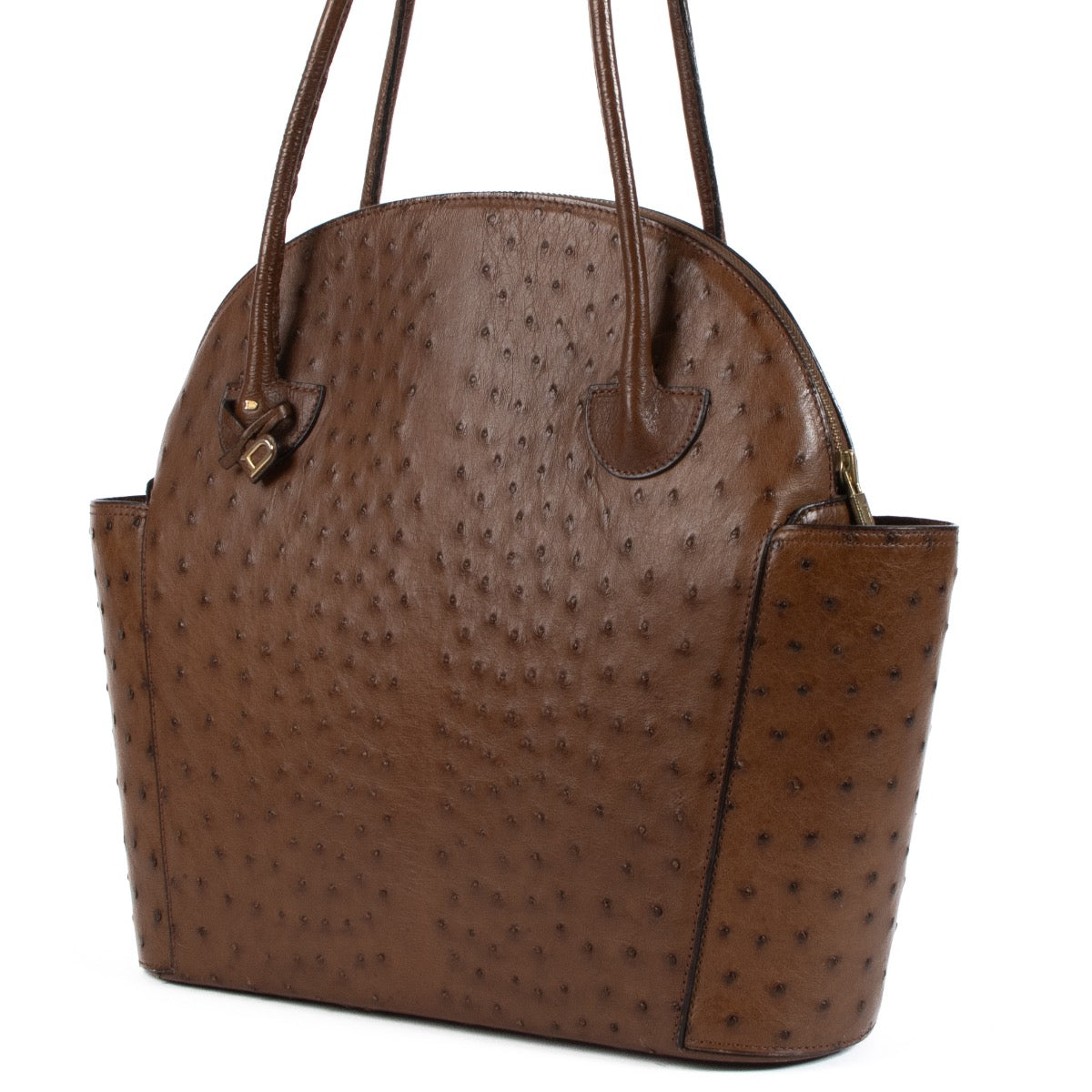 shop 100% authentic second hand Delvaux Brown Ostrich Shoulder Bag on Labellov.com