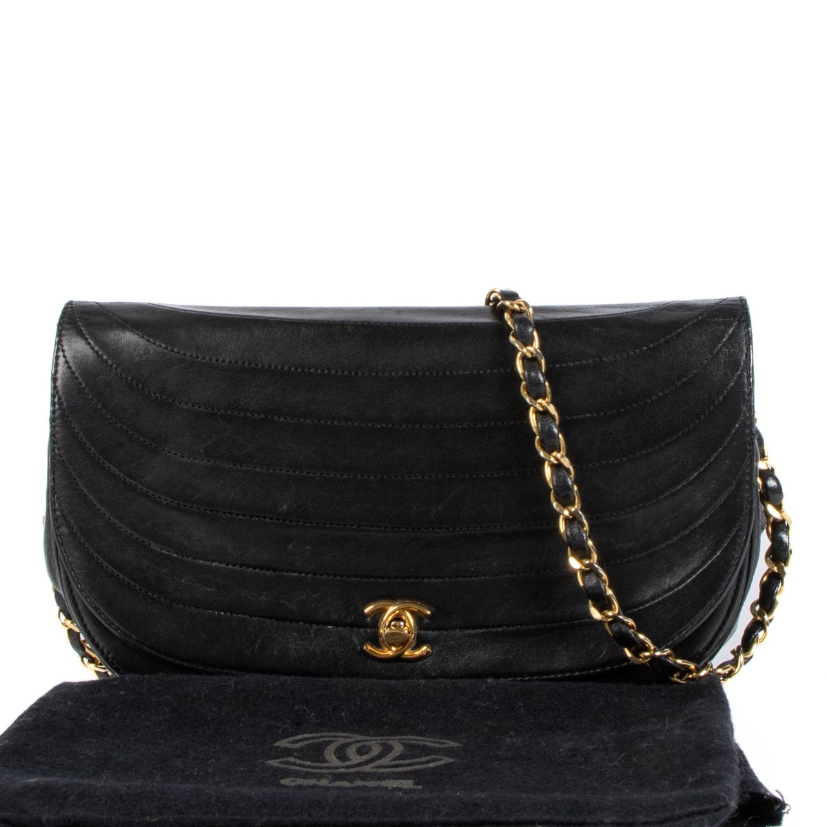 Shop 100% authentic secondhand Chanel Black Leather Half Moon Flap Bagon Labellov.com