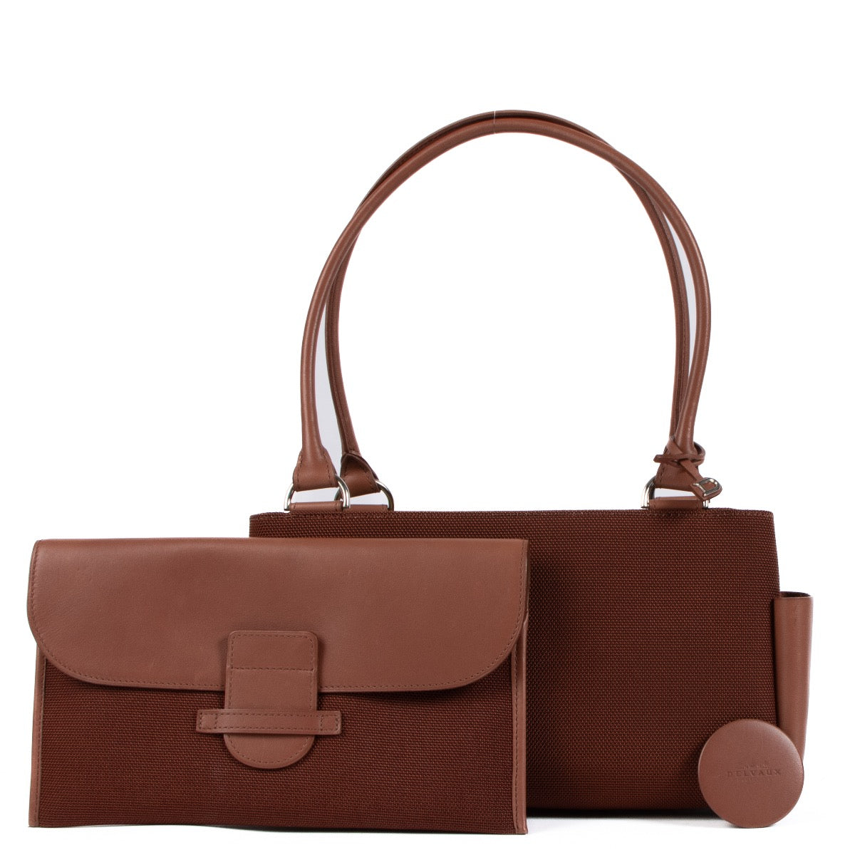 shop 100% authentic second hand Delvaux Terracotta Fabric Small Tote Bag on Labellov.com