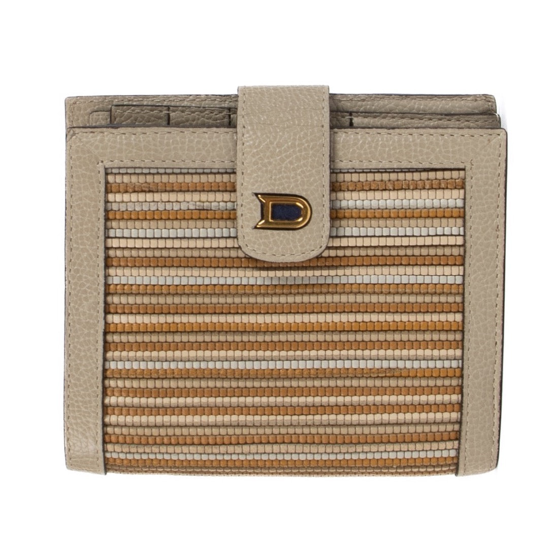 Delvaux Beige Toile De Cuir Dinar Wallet