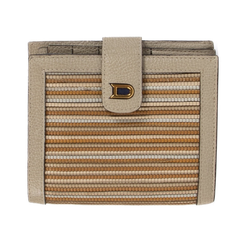 Delvaux Beige Toile De Cuir Dinar Wallet
