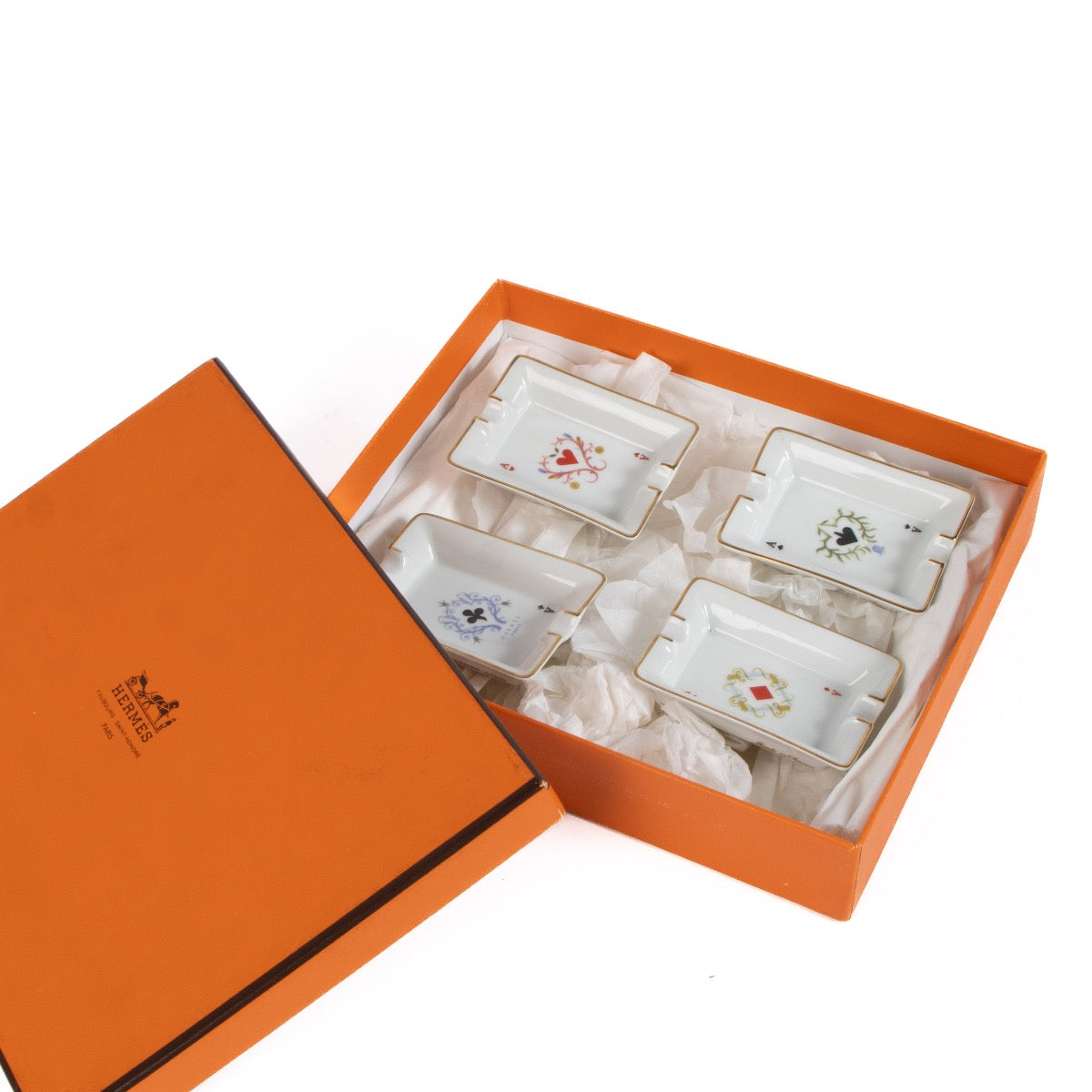 shop 100% authentic second hand Hermès White Porcelain Playing Cards Ashtrays on Labellov.com