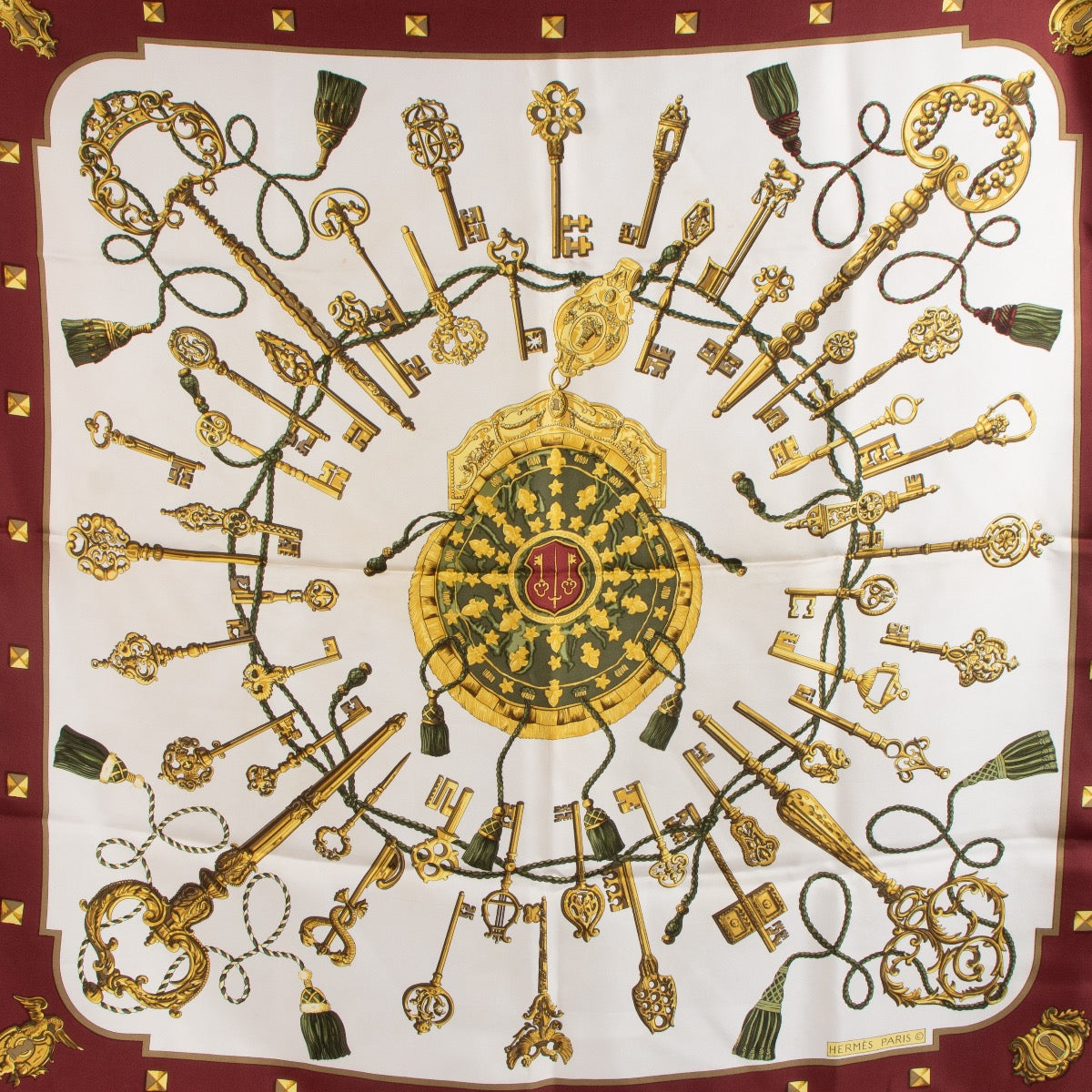shop 100% authentic second hand Hermès Red Les Cles Carré 90 Scarf on Labellov.com