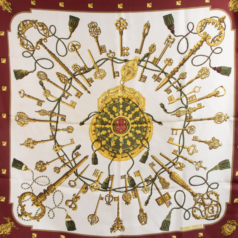 shop 100% authentic second hand Hermès Red Les Cles Carré 90 Scarf on Labellov.com
