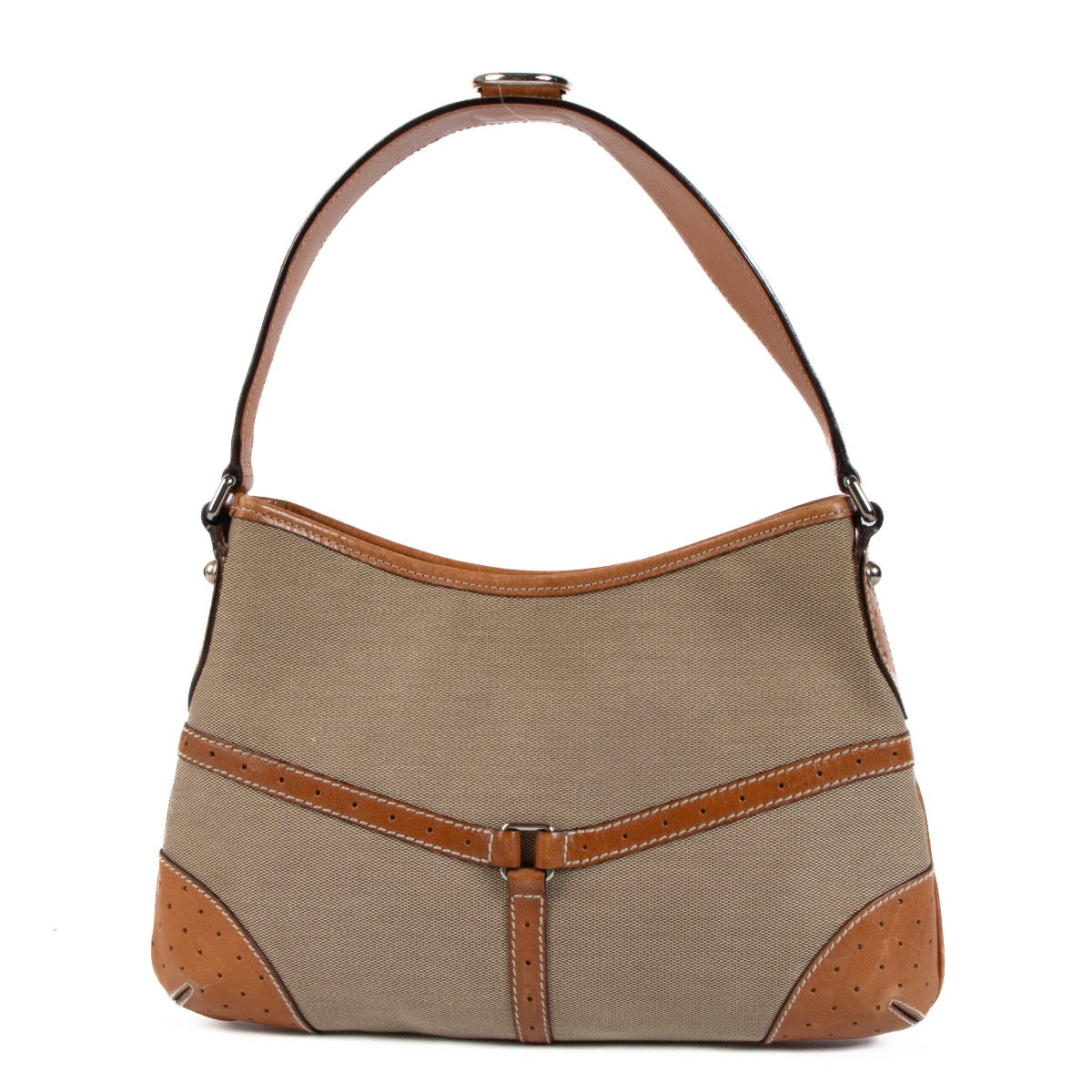 Shop safe online at Labellov in Antwerp, Brussels and Knokke this 100% authentic second hand Gucci Brown Canvas Web Shoulder Bag