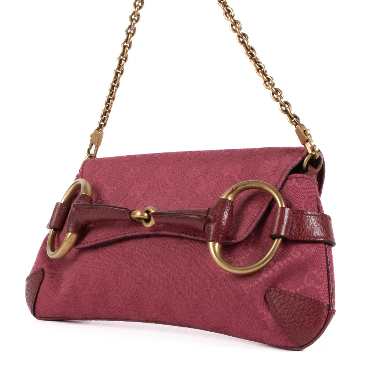 Shop safe online at Labellov in Antwerp, Brussels and Knokke this 100% authentic second hand Gucci Pink Fabric Horsebit Clutch Bag