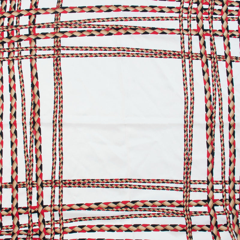 Burberry White Rope Print Silk Scarf