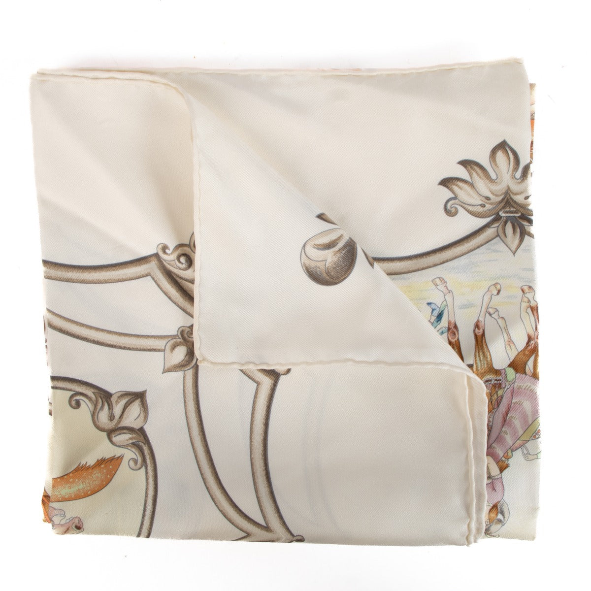 authentic second hand Hermès Beige Les Chevaux Silk Carré 90 Scarf on Labellov.com