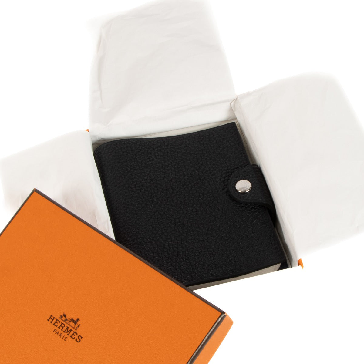 Hermès Zwart Togo Ulysse Mini Notitieboekhoes