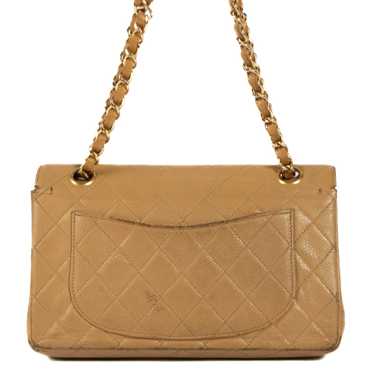 Shop authentic second hand Chanel Beige Lambskin Vintage Small Classic Flap Bag on Labellov.com