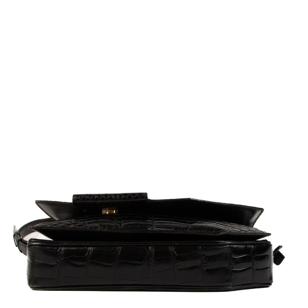 Shop safe online at Labellov in Antwerp, Brussels and Knokke this 100% authentic second hand Delvaux Black Crocodile Leather Shoulder Bag