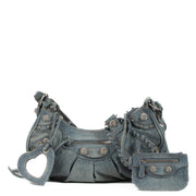 Shop safe online at Labellov in Antwerp, Brussels and Knokke this 100% authentic second hand Balenciaga Blue Denim Rhinestone Le Cagole Small Bag