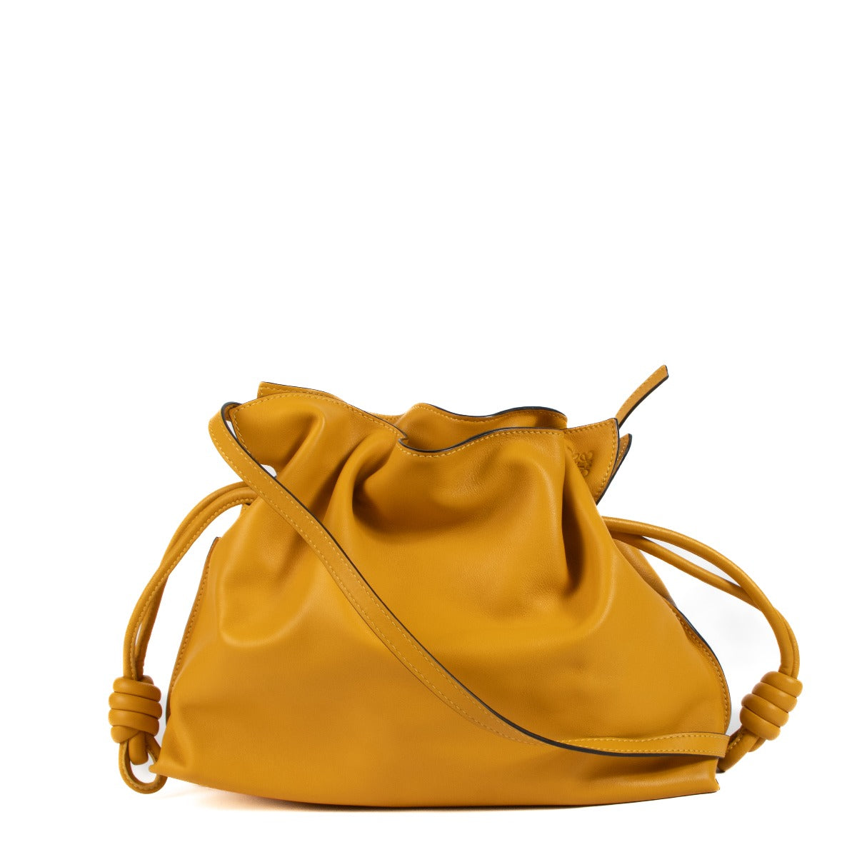 Shop safe online at Labellov in Antwerp, Brussels and Knokke this 100% authentic second hand Loewe Yellow Nappa Calfskin Flamenco Clutch Bag