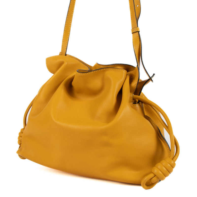 Shop safe online at Labellov in Antwerp, Brussels and Knokke this 100% authentic second hand Loewe Yellow Nappa Calfskin Flamenco Clutch Bag