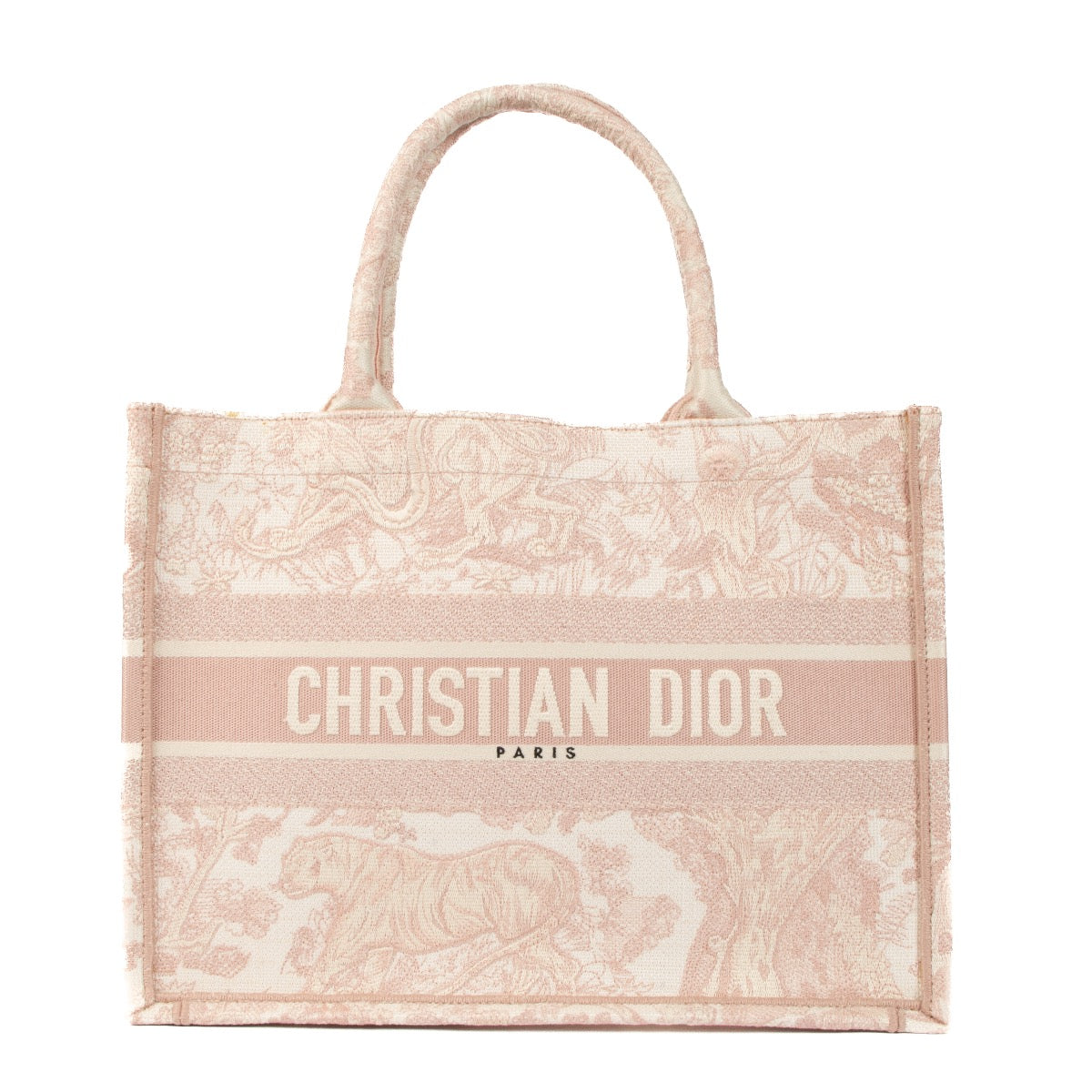 Shop safe online at Labellov in Antwerp, Brussels and Knokke this 100% authentic second hand Christian Dior Ecru and Pink Medium Book Tote