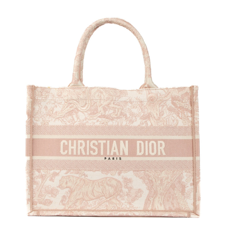 Shop safe online at Labellov in Antwerp, Brussels and Knokke this 100% authentic second hand Christian Dior Ecru and Pink Medium Book Tote