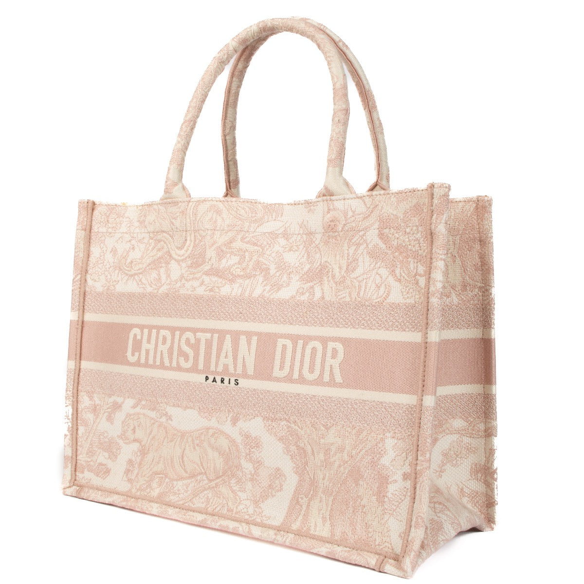 Shop safe online at Labellov in Antwerp, Brussels and Knokke this 100% authentic second hand Christian Dior Ecru and Pink Medium Book Tote