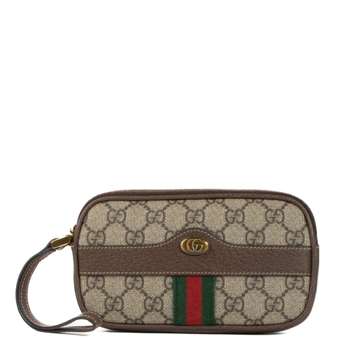 Shop safe online at Labellov in Antwerp, Brussels and Knokke this 100% authentic second hand Gucci Brown GG Supreme Canvas Ophidia Clutch Bag