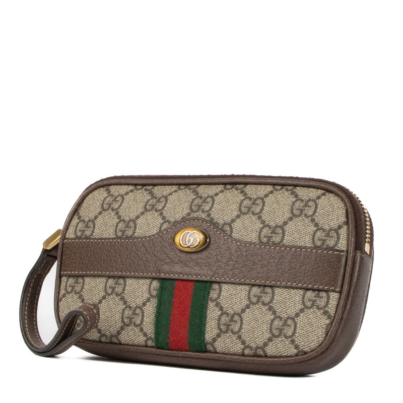 Shop safe online at Labellov in Antwerp, Brussels and Knokke this 100% authentic second hand Gucci Brown GG Supreme Canvas Ophidia Clutch Bag