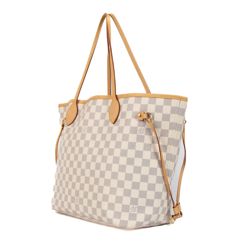 Shop safe online at Labellov in Antwerp, Brussels and Knokke this 100% authentic second hand Louis Vuitton Beige Damier Azur Canvas Neverfull MM Shoulder Bag