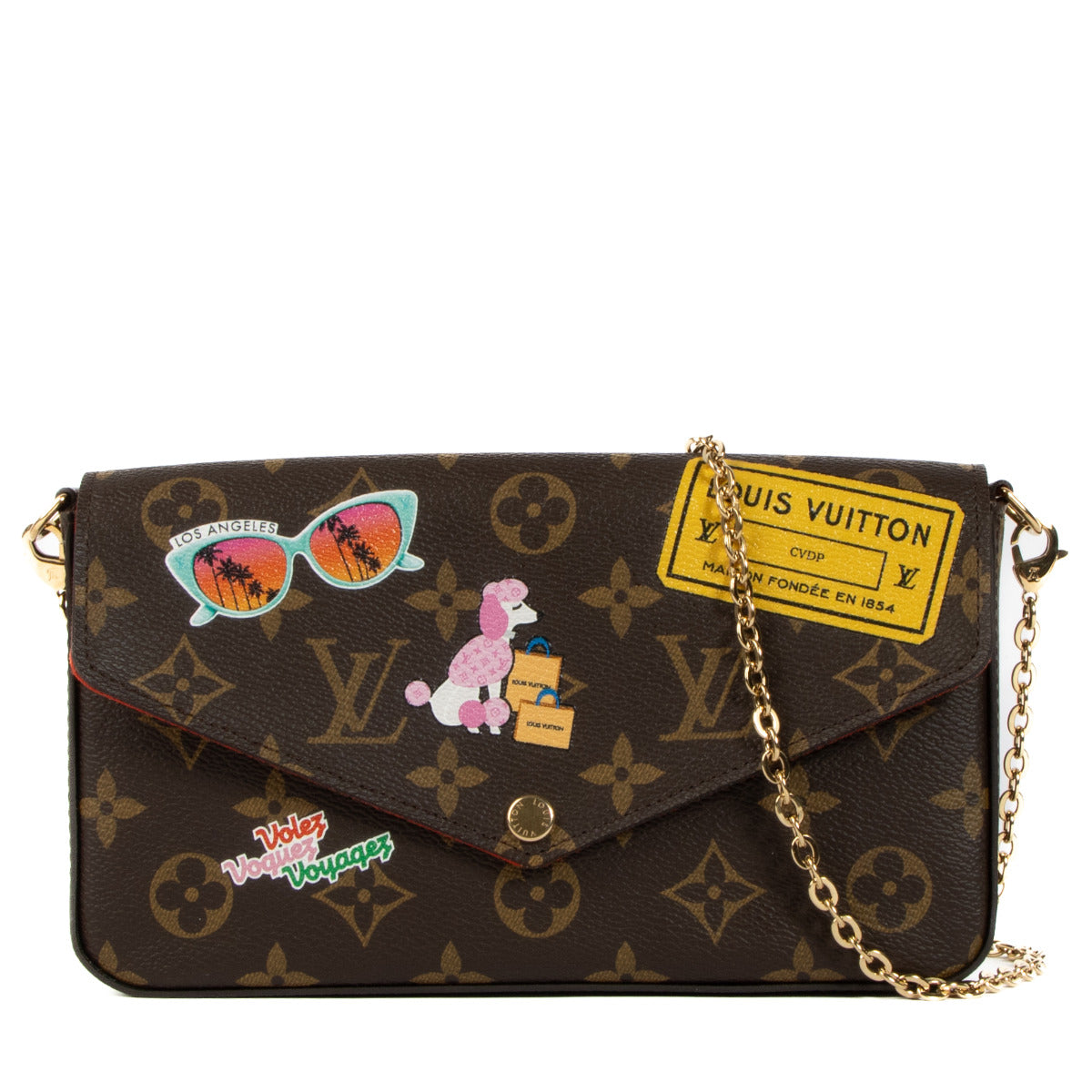Louis Vuitton Monogram World Tour Pochette Felicie for the best price at Labellov secondhand luxury in Antwerp Brussels Knokke