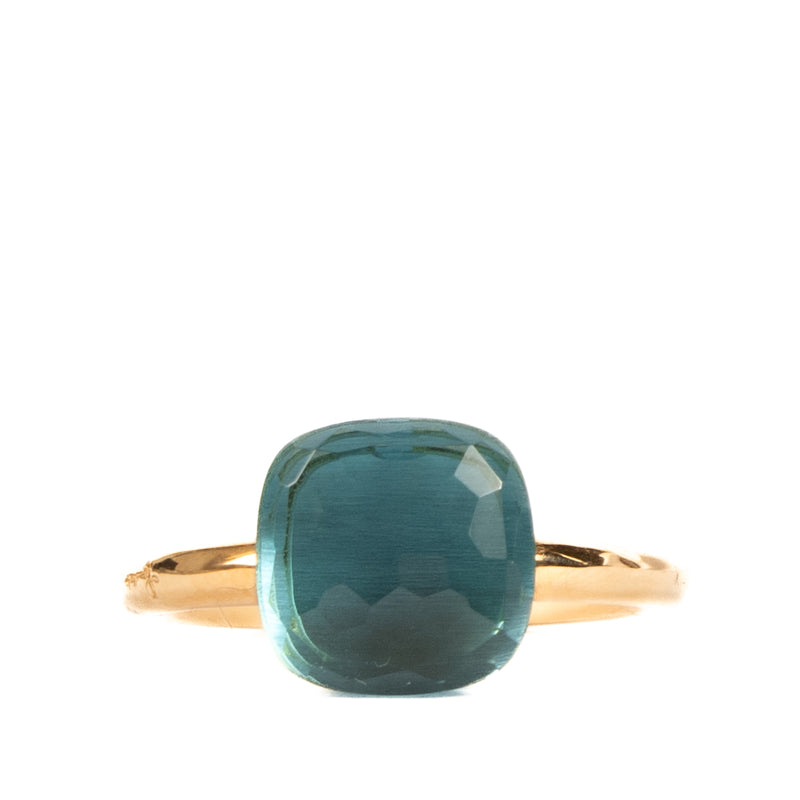 Shop safe online at labellov in Antwerp, Brussels and Knokke this 100% authentic second hand Pomellato Rose Gold Blue Topaz Nudo Classic Ring - size 53
