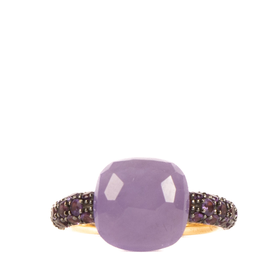 Shop safe online at Labellov in Antwerp, Brussels and Knokke this 100% authentic second hand Pomellato Rose Gold Lavender Jade/Amethysts Ring - size 51