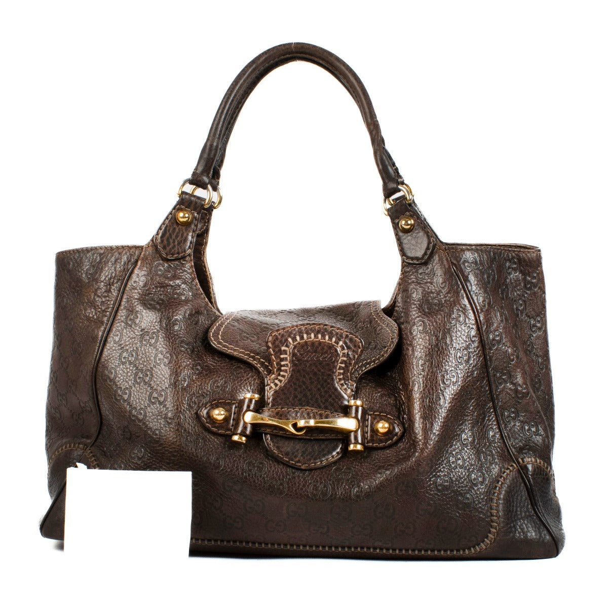 Sac porté épaule Gucci New Pelham grand modèle en cuir Guccissima marron foncé
