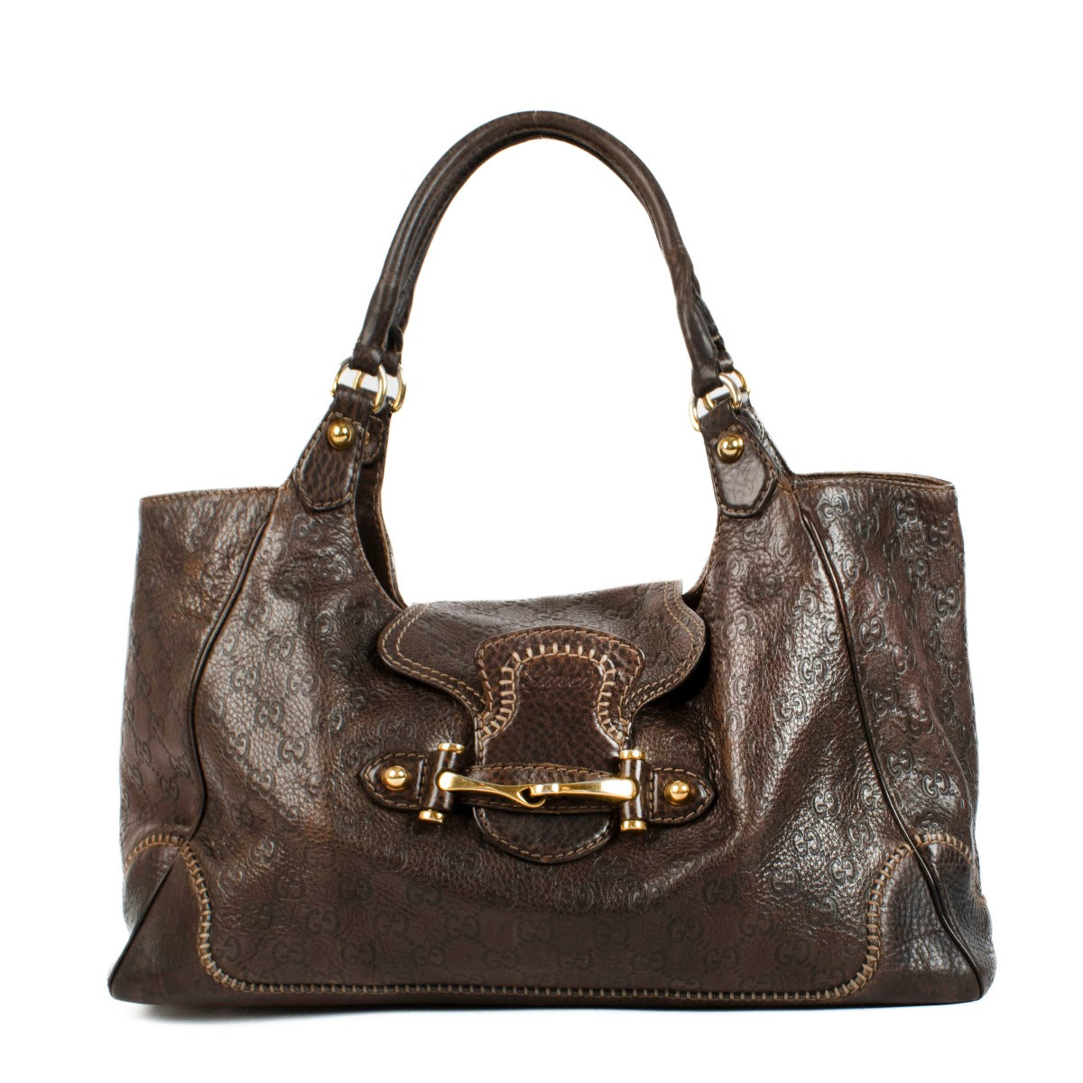 Dark Brown Guccissima Leather New Pelham Large Shoulder Bag