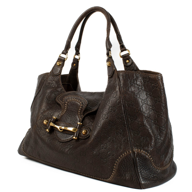 Dark Brown Guccissima Leather New Pelham Large Shoulder Bag