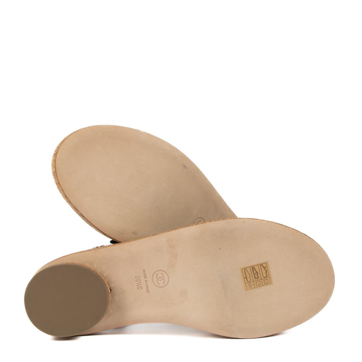 Sandales Chanel en liège à chaîne noire - taille 39,5