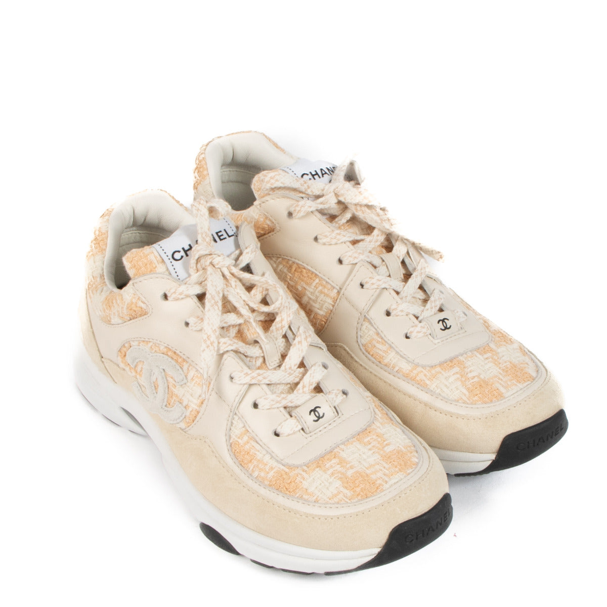 Chanel Peach Tweed Sneakers - size 40