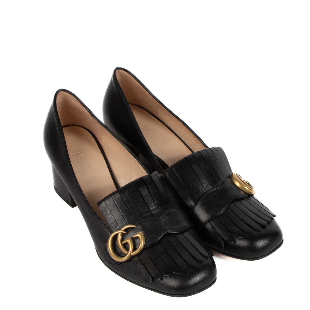 Gucci Black Leather Marmont Pumps - size 39.5