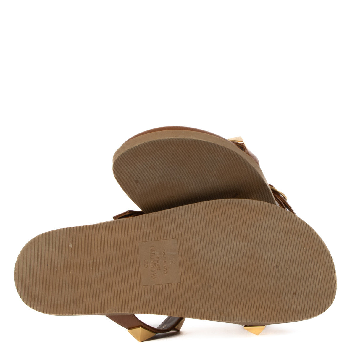 Valentino Garavani Tan Roman Stud Sandals - size 39