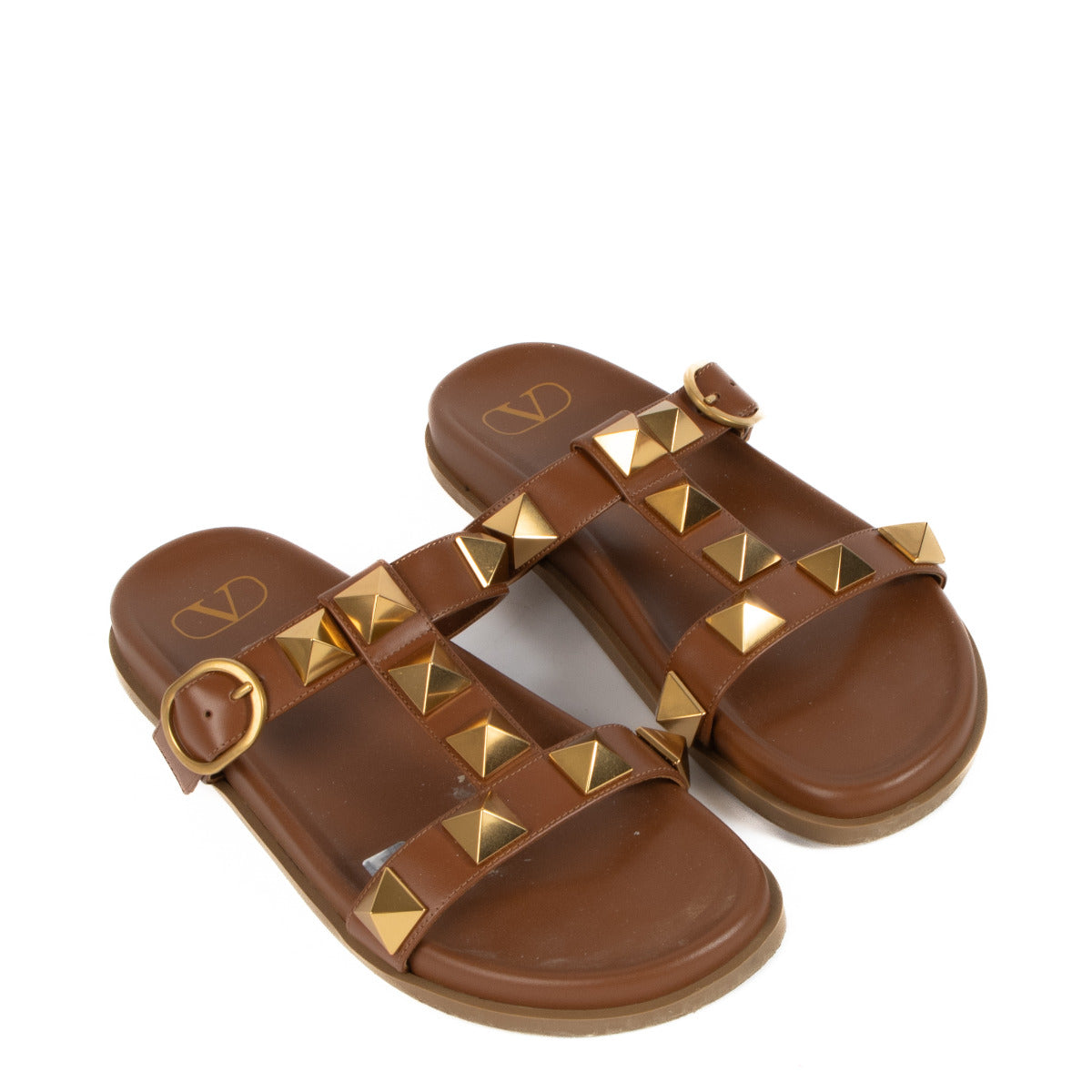 Valentino Garavani Tan Roman Stud Sandals - size 39