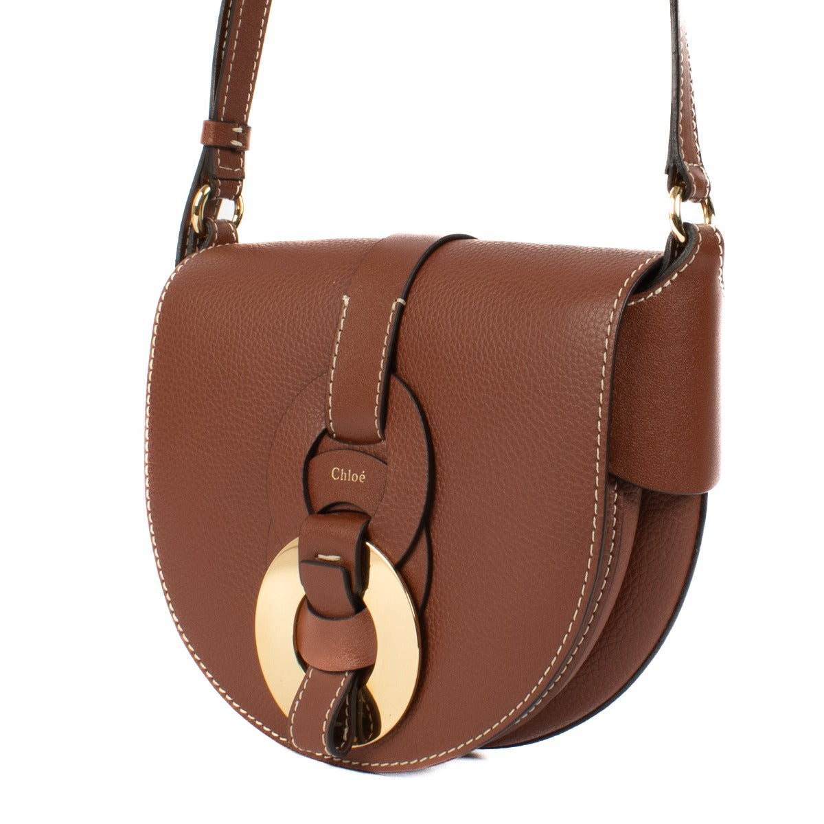 Shop safe online at Labellov in Antwerp, Brussels and Knokke this 100% authentic second hand Chloé Brown Leather Darryl Small Crossbody Bag