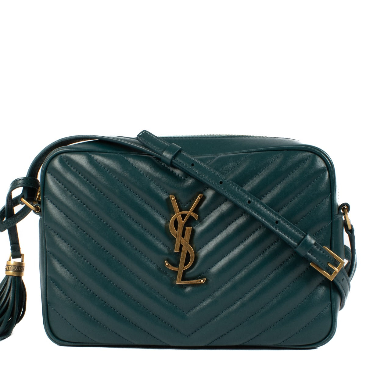 Saint Laurent Green Matelassé Lou Camera Bag