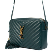 Shop safe online at Labellov in Antwerp, Brussels and Knokke this 100% authentic second hand Saint Laurent Green Matelassé Lou Camera Bag