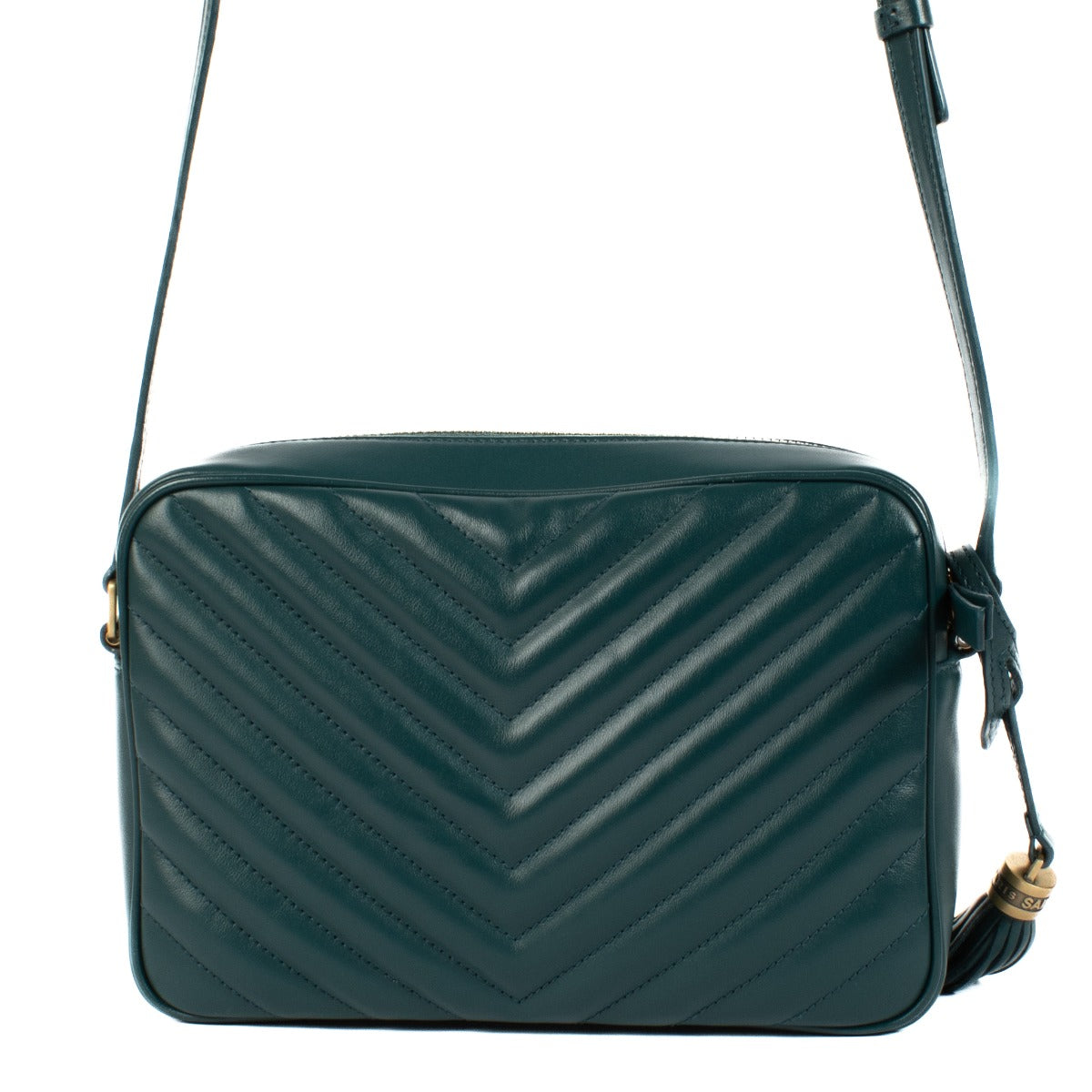 Shop safe online at Labellov in Antwerp, Brussels and Knokke this 100% authentic second hand Saint Laurent Green Matelassé Lou Camera Bag