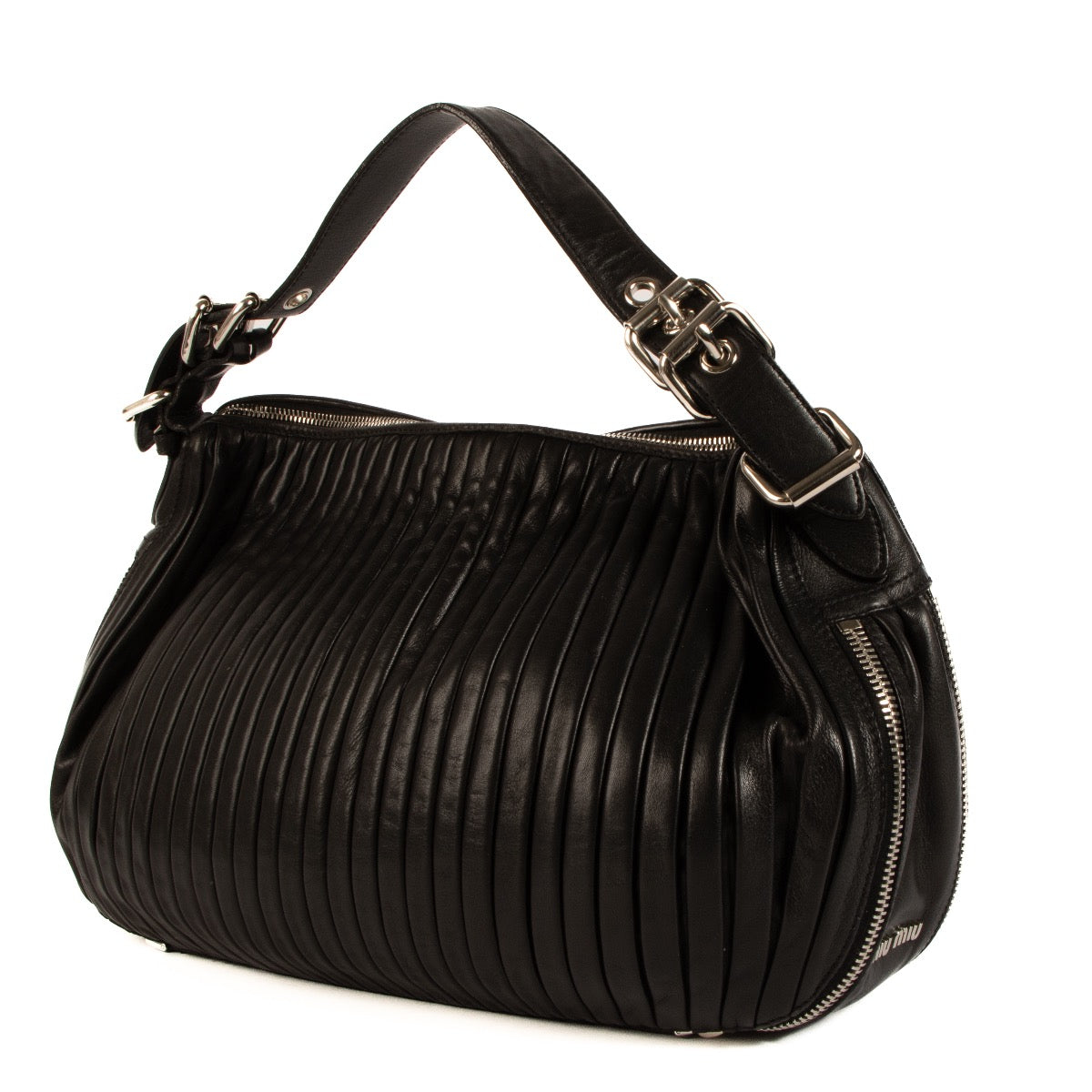 Shop safe online at Labellov in Antwerp, Brussels and Knokke this 100% authentic second hand Miu Miu Black Matelasse Hobo Shoulder Bag