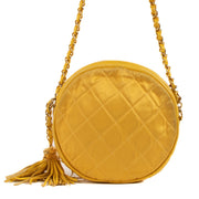 Shop safe online at Labellov in Antwerp, Brussels and Knokke this 100% authentic second hand Chanel Vintage Yellow Quilted Round Crossbody Bag
