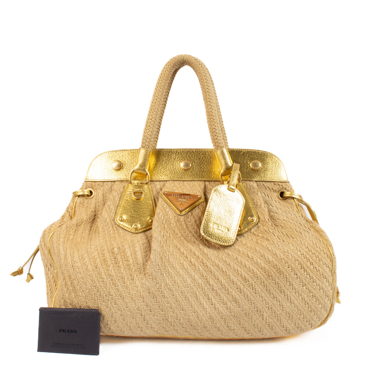 Sac à main Prada en cuir doré Juta Laminata